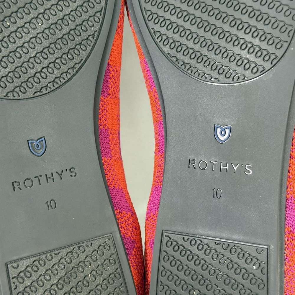 Rothys Size-10 Women Ballet Flat The Square Pomegranate Gingham Orange Plaid - Picture 4 of 10